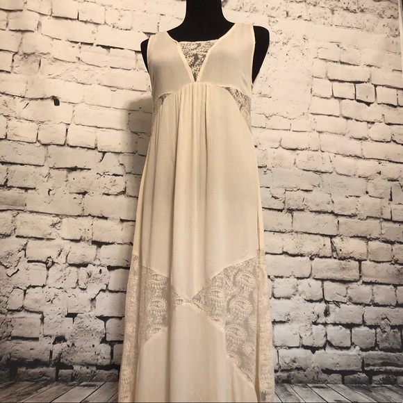 1-LEFT SMALL Paisley Lace Maxi Dress High-Low FIRM - Picture 2 of 8